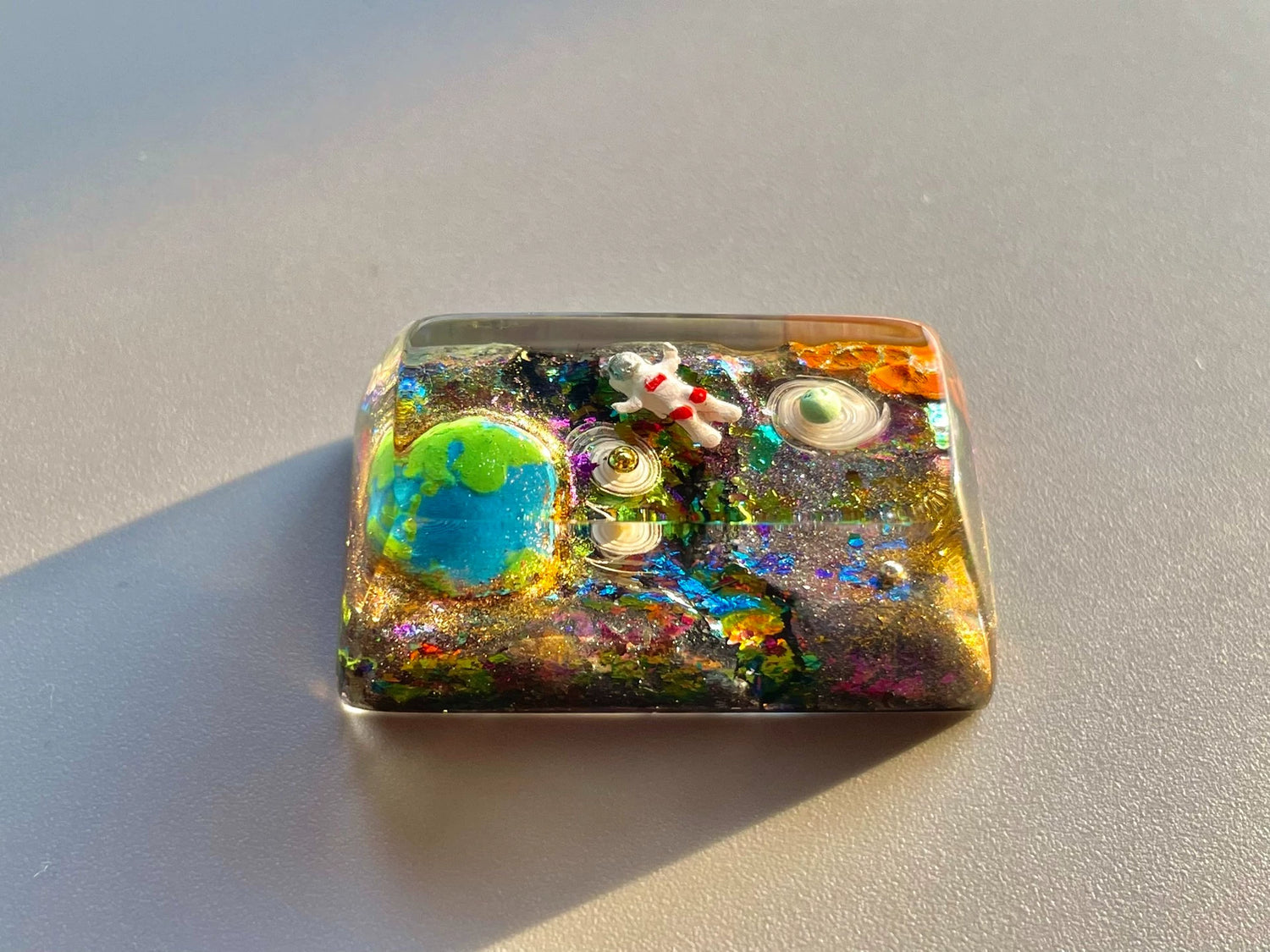 Space exploration theme for astronauts, Crystal drops of glue personalized keycaps, resin decorated keycaps