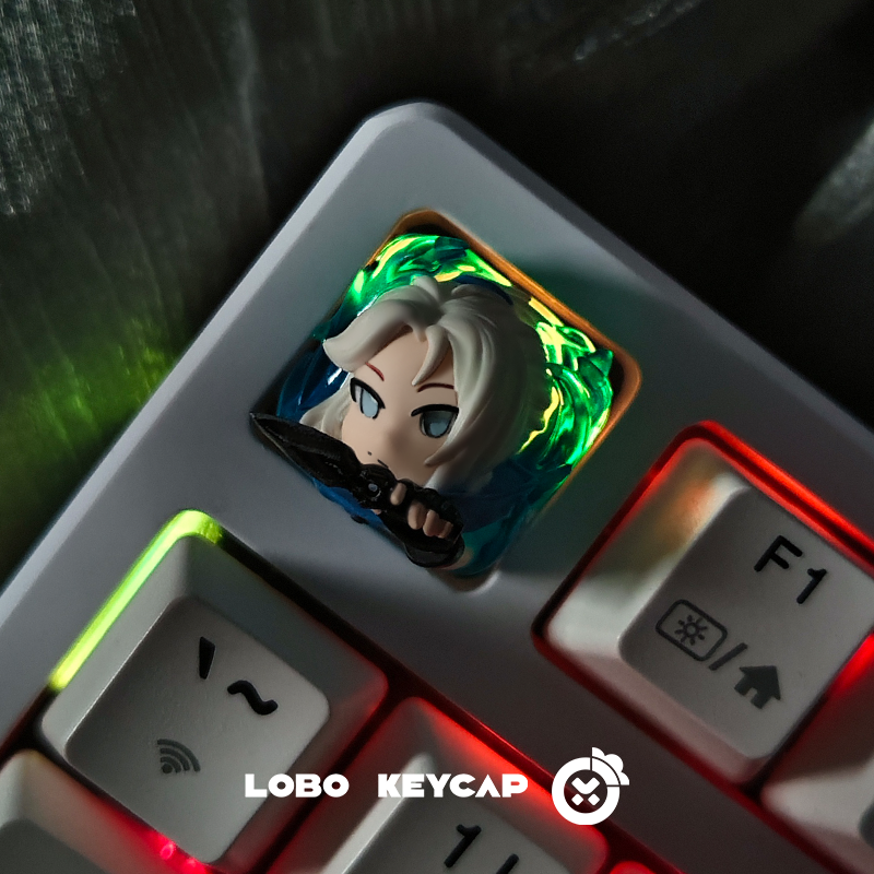 VALORANT, Jett side profile with multi-color resin molding, transparent bottom, replaceable hands, personalized keycap resin craftsman keycap