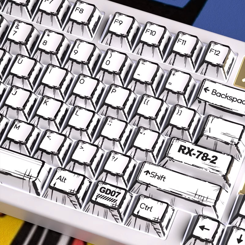 Gundam Theme Series Keycap Set, PBT Material Thermal Sublimation Process, Mechanical Keyboard Keycap Set.