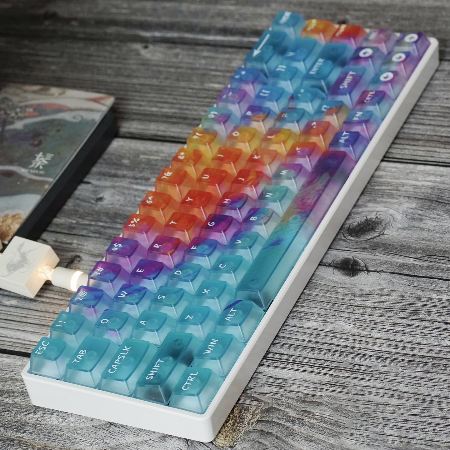 Dreamy Gradient Dyeing Series 5-sided Mist Transparent, Mechanical Keyboard Keycaps, PBT Original Factory Height