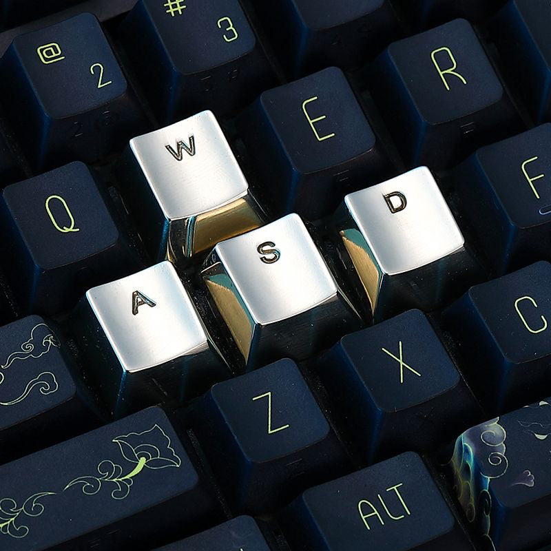 Wasd key position pure copper personalized engraved keycaps mechanical keyboard OEM height metal material decorative keycaps