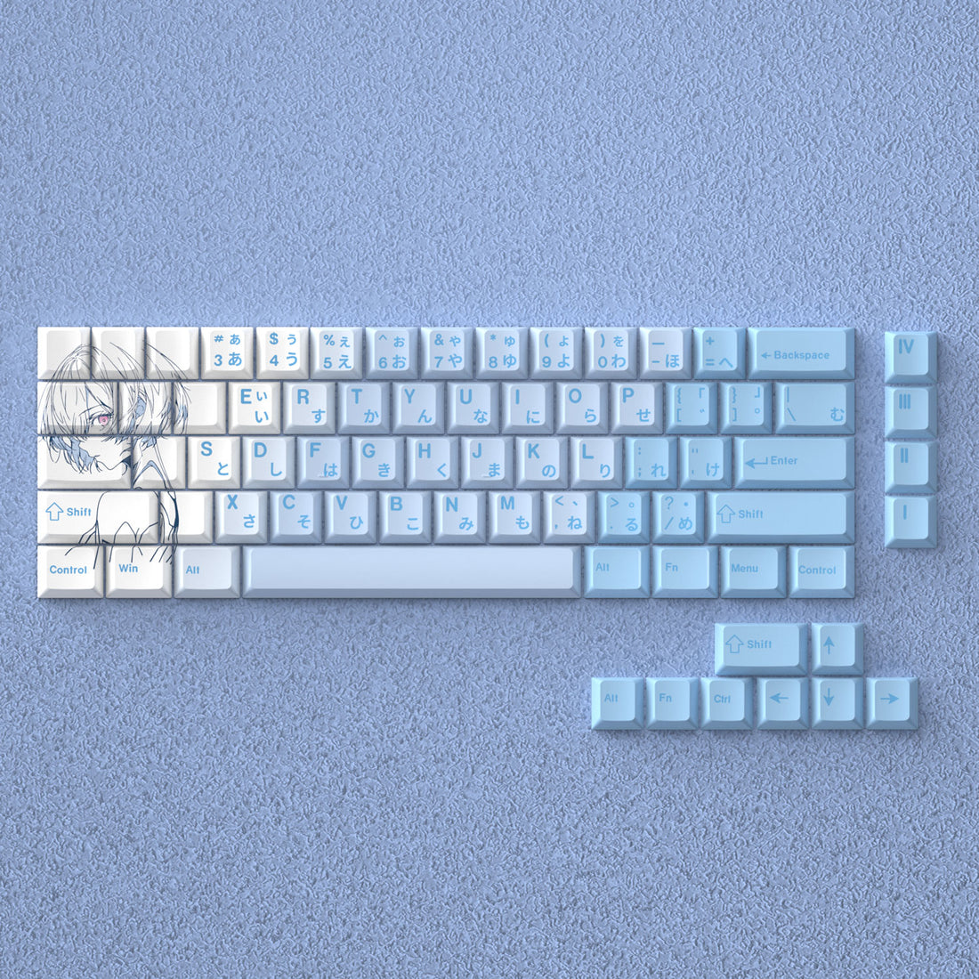 EVA, Ayanami Rei Anime Character Keycaps Original Factory Height Side Engraved Transparent Keycaps PBT Side Transparent Personalized Set Keys