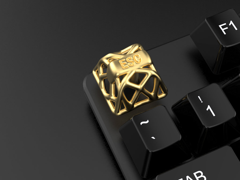 Imitation metal texture, hollow design, resin material, mechanical keyboard decorative keycaps with metal texture and personalized paint surface.