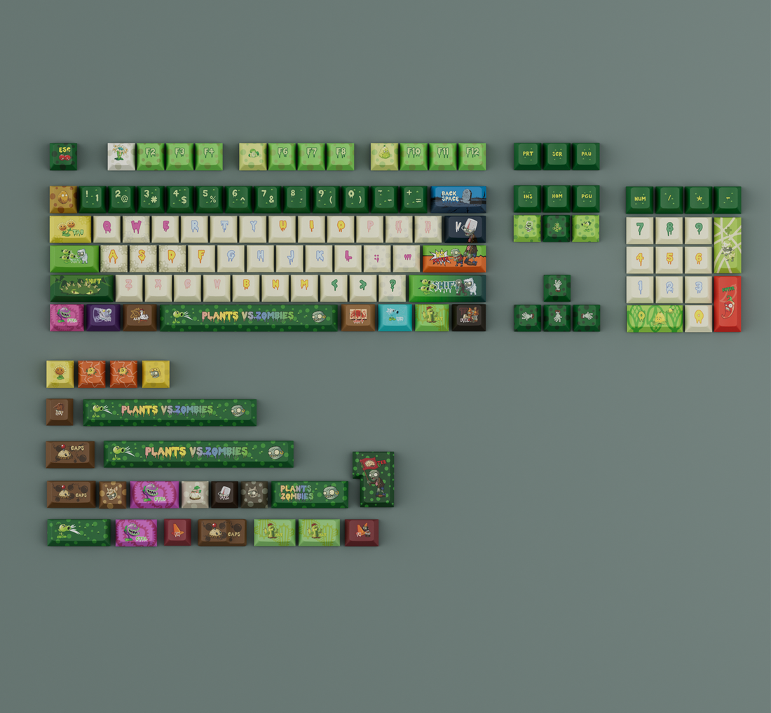 Plants vs. Zombies themed keycaps PBT mechanical keyboard keys with personalized original factory high heat sublimation keycaps