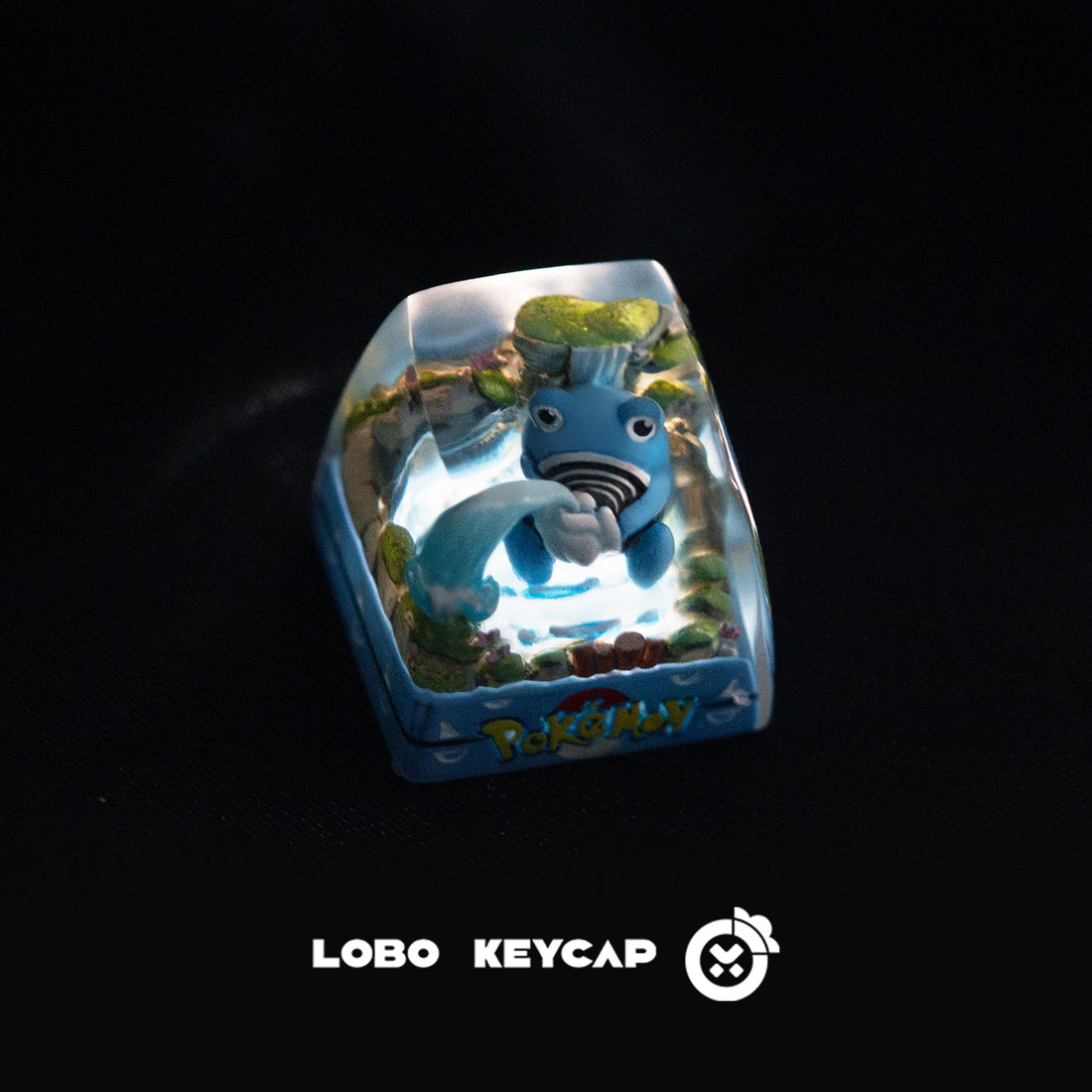 Pok é mon series,Poliwhirl, Crystal drops of glue material artisankeycaps, cute decorative keycaps