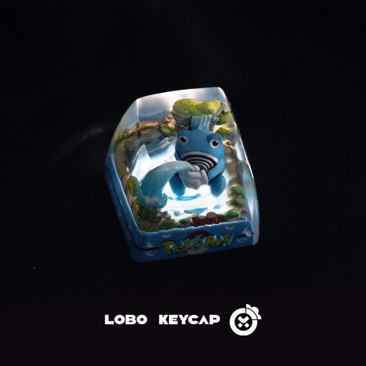 Pok é mon series,Poliwhirl, Crystal drops of glue material artisankeycaps, cute decorative keycaps