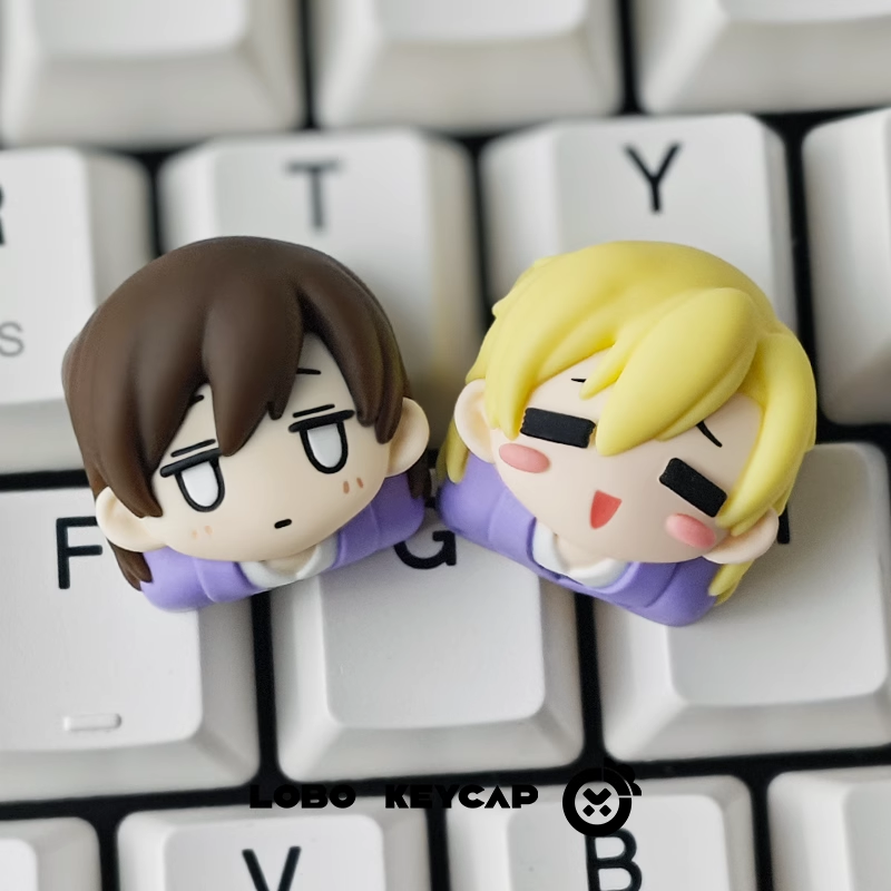 Oran High School Host Club , Multi colored resin molded personalized keycaps, resin decorative keycaps around anime and game characters