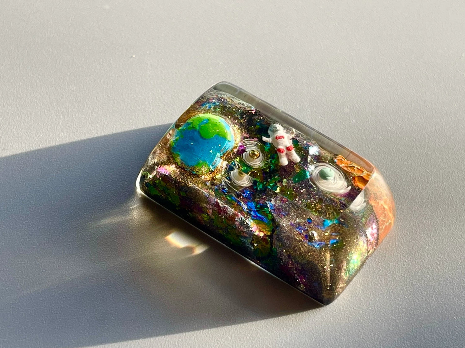 Space exploration theme for astronauts, Crystal drops of glue personalized keycaps, resin decorated keycaps