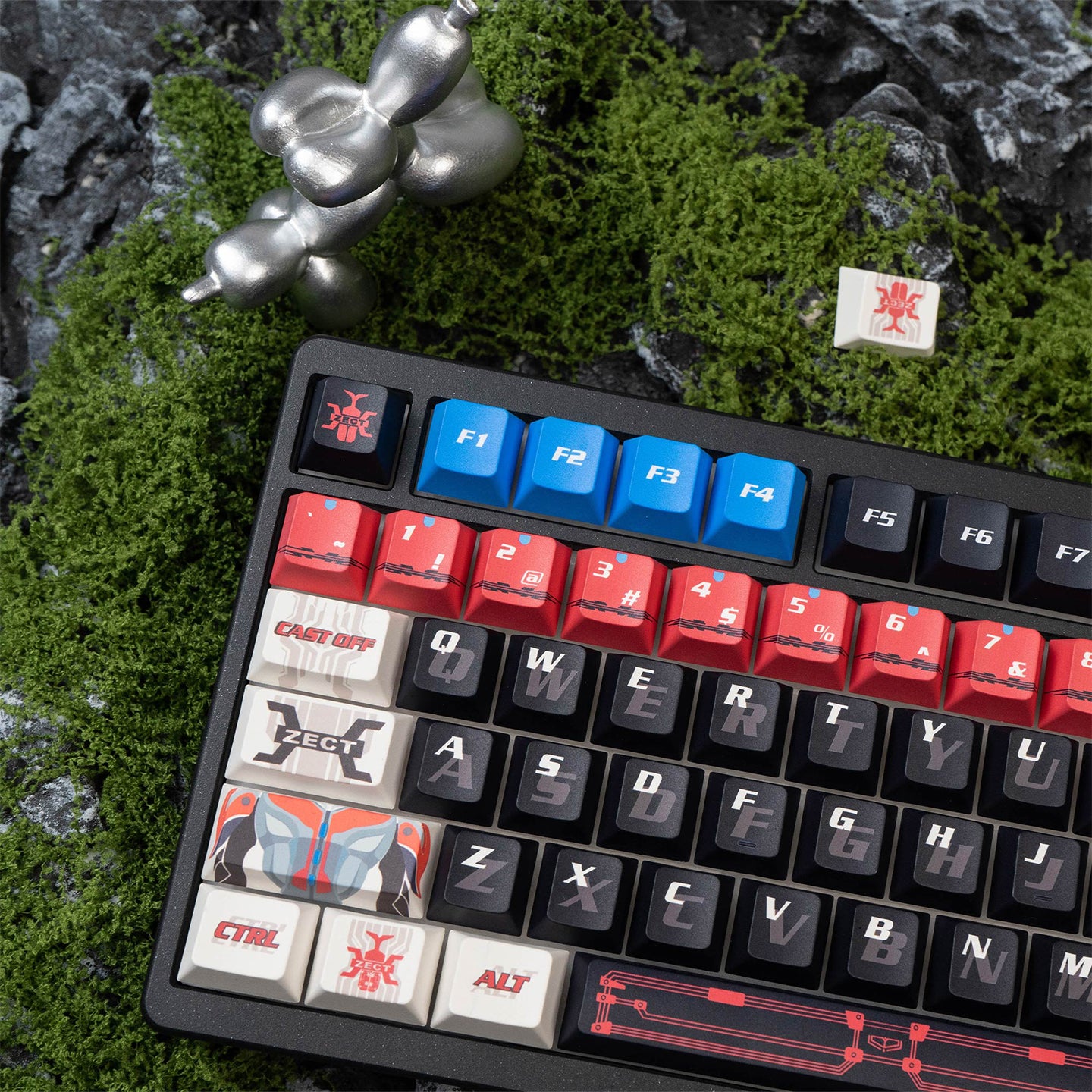 Masked Rider Kabuto mechanical keyboard keycaps anime personality PBT heat sublimation original factory height set keycaps.