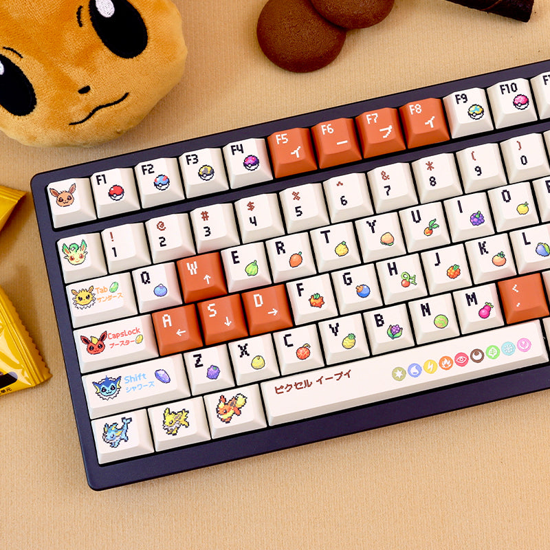 Pok é mon Eevee Theme Pixel Style Personalized Design Set Keycaps Customized Mechanical Keyboard Original PBT Thermal Sublimation Decorative Keycaps