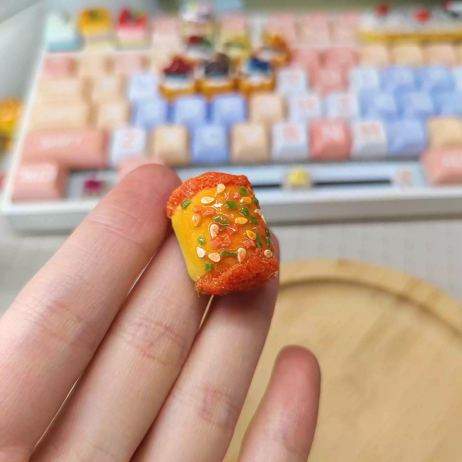 Food Collection, Handmade Resin Clay, Stone Plastic Clay, Personalized Keycaps, Artisankeycaps, Mechanical Keyboard Decorative Keycaps.