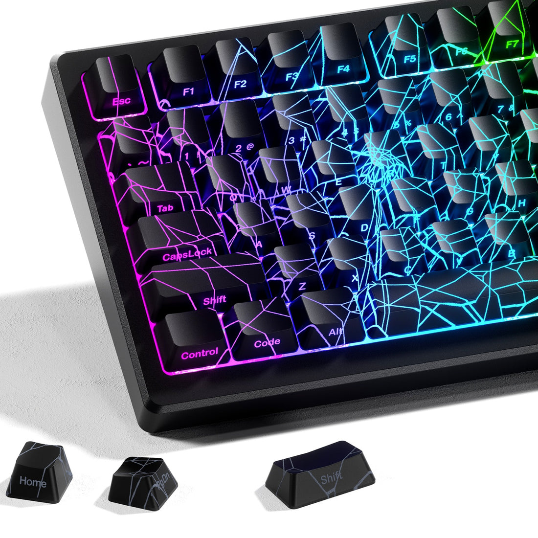 Translucent design spider web keycap side engraving translucent customized keycap IMD process kit keycap