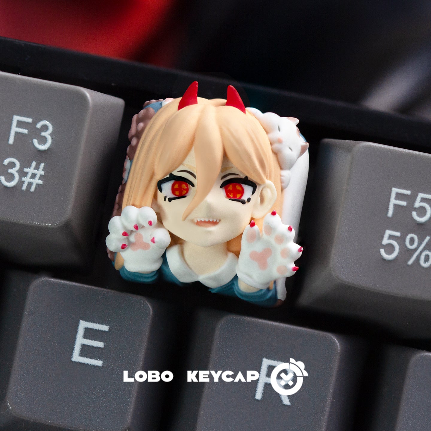 Chainsaw Man ,Reze,Power, Multi colored resin molded artisankeycaps, customized personalized keycaps for anime and gaming creativity