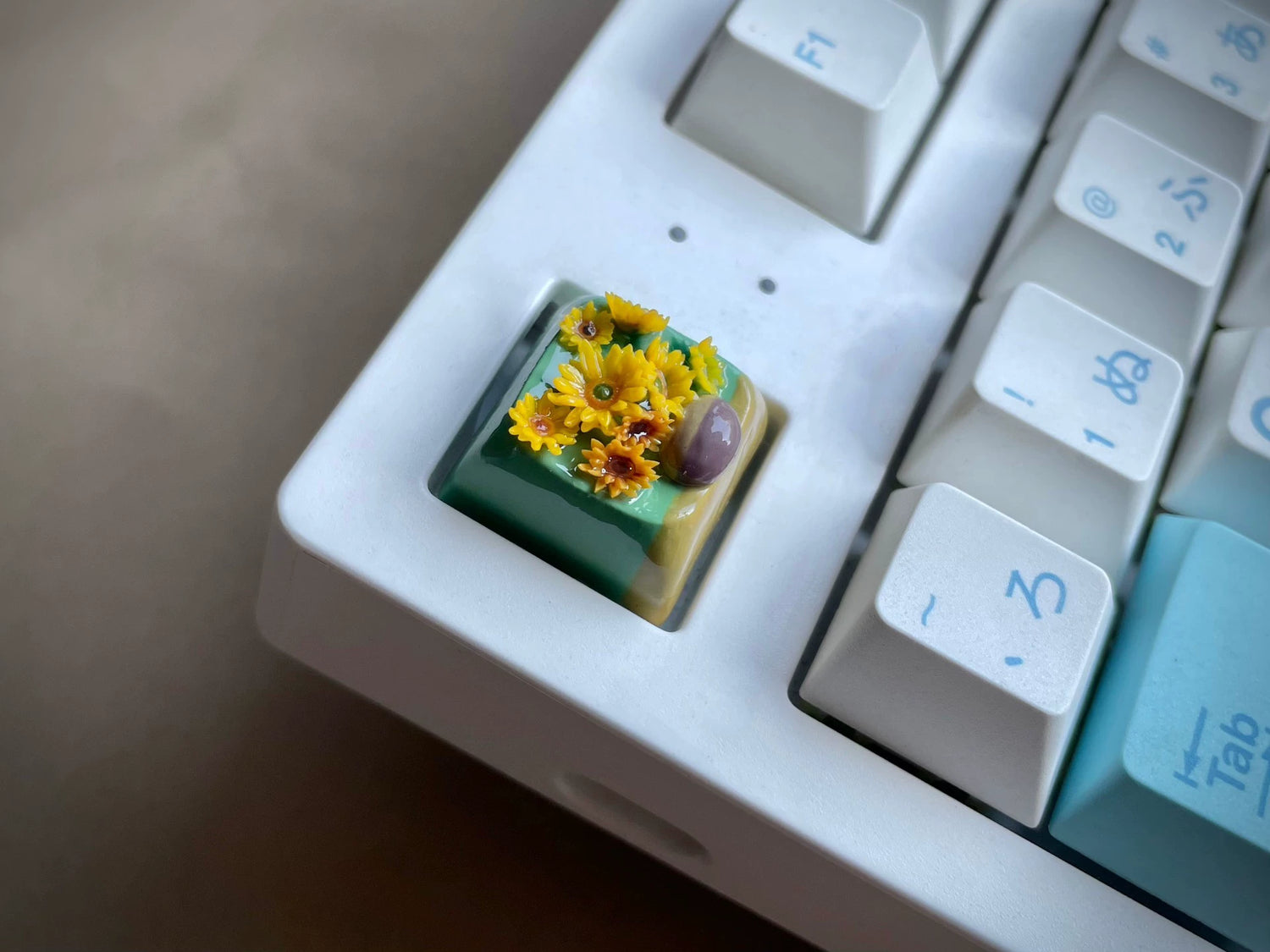 Vincent Willem van Gogh Sunflower, handmade, sticky resin keycaps, original personalized keycaps