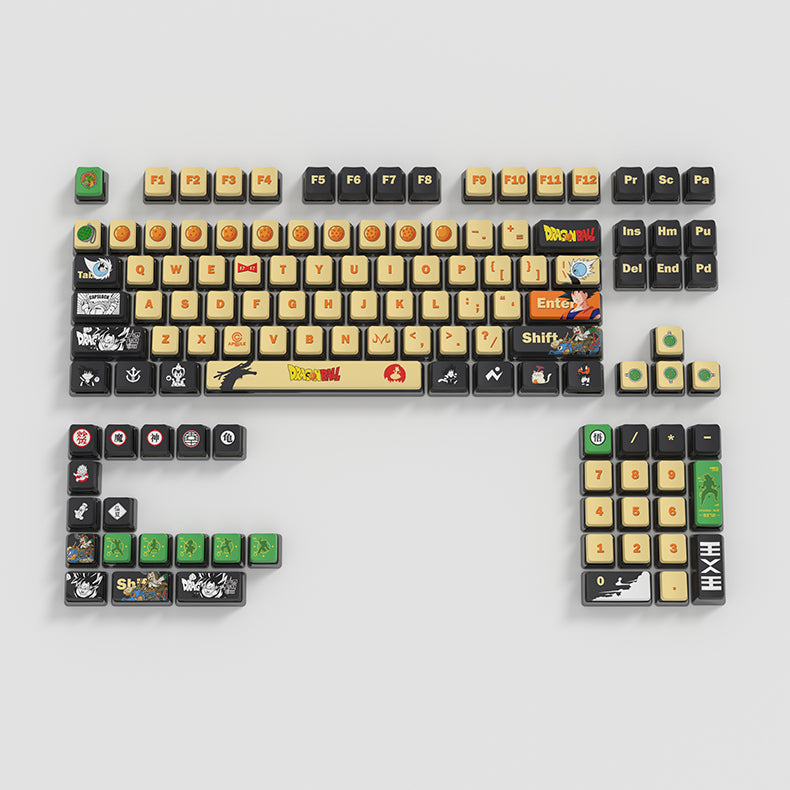 Dragon Ball themed four sided translucent pudding keycaps OEM height PBT sublimation anime themed custom keycaps