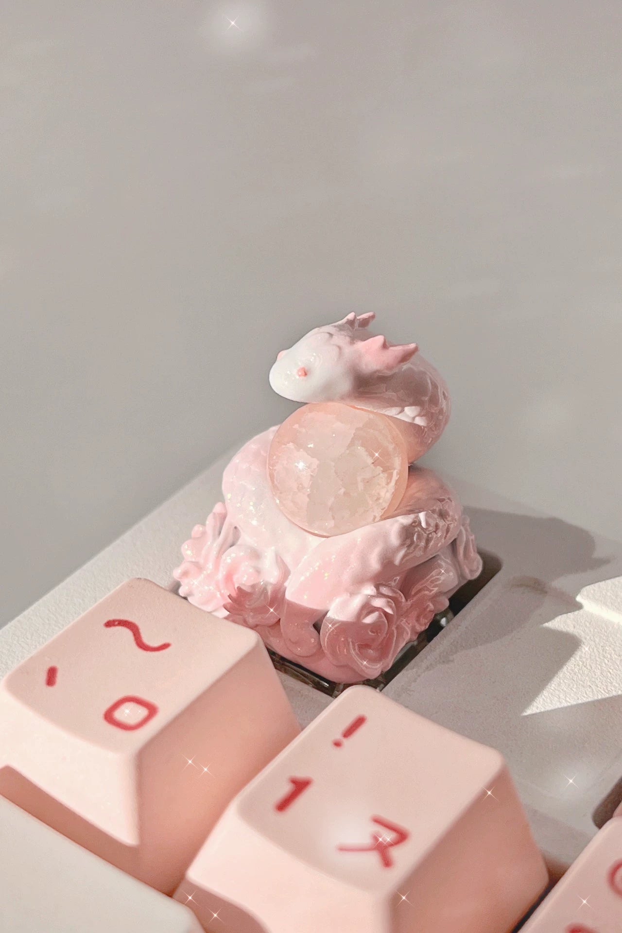 Snake Year Flower Dance Spirit Snake Crystal Keycaps Customization Personalized Keycaps, Resin Crystal/Glass Decorative Keycaps