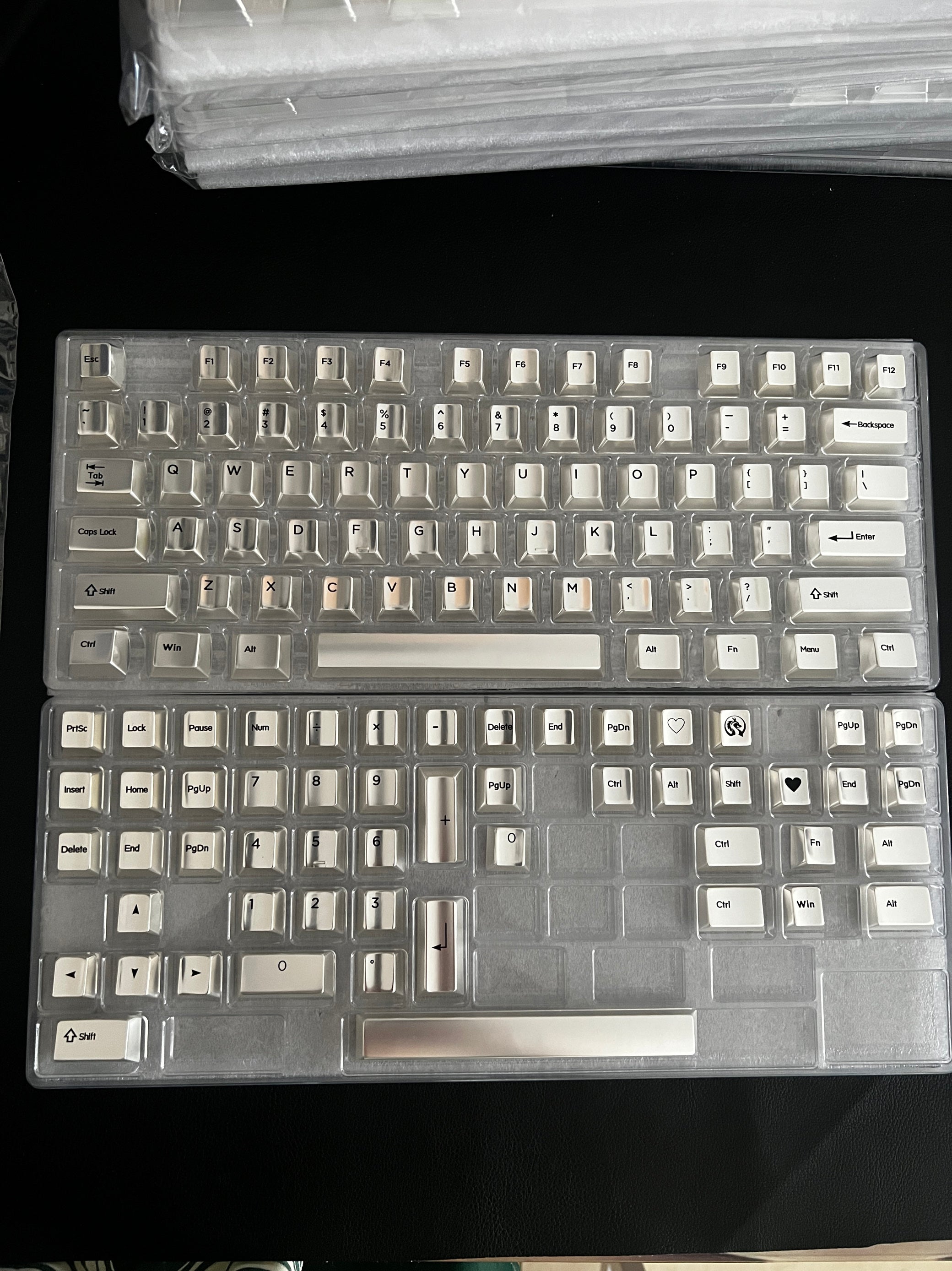 Matte silver white minimalist set factory height full set of metal keycaps