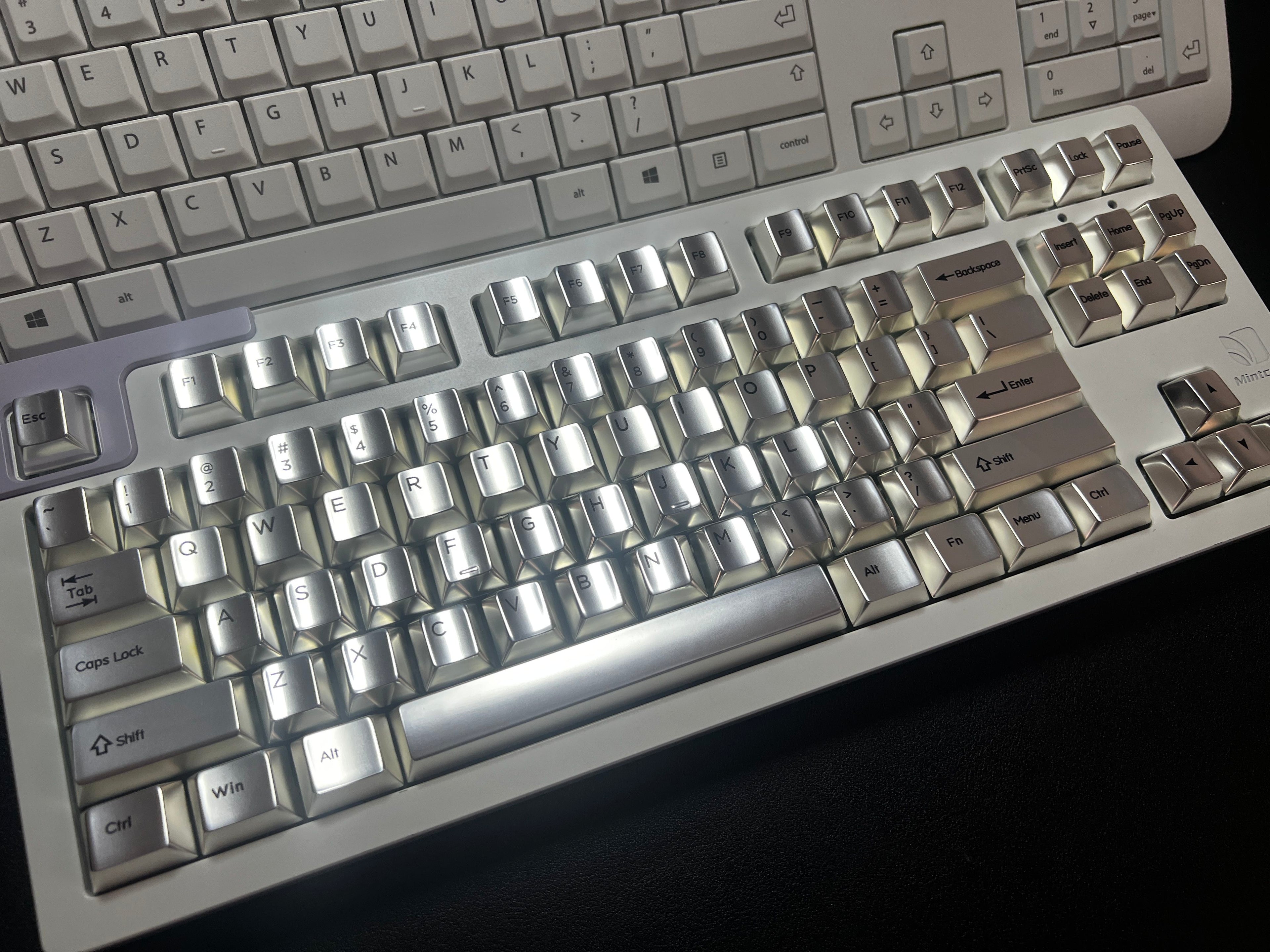 Matte silver white minimalist set factory height full set of metal keycaps