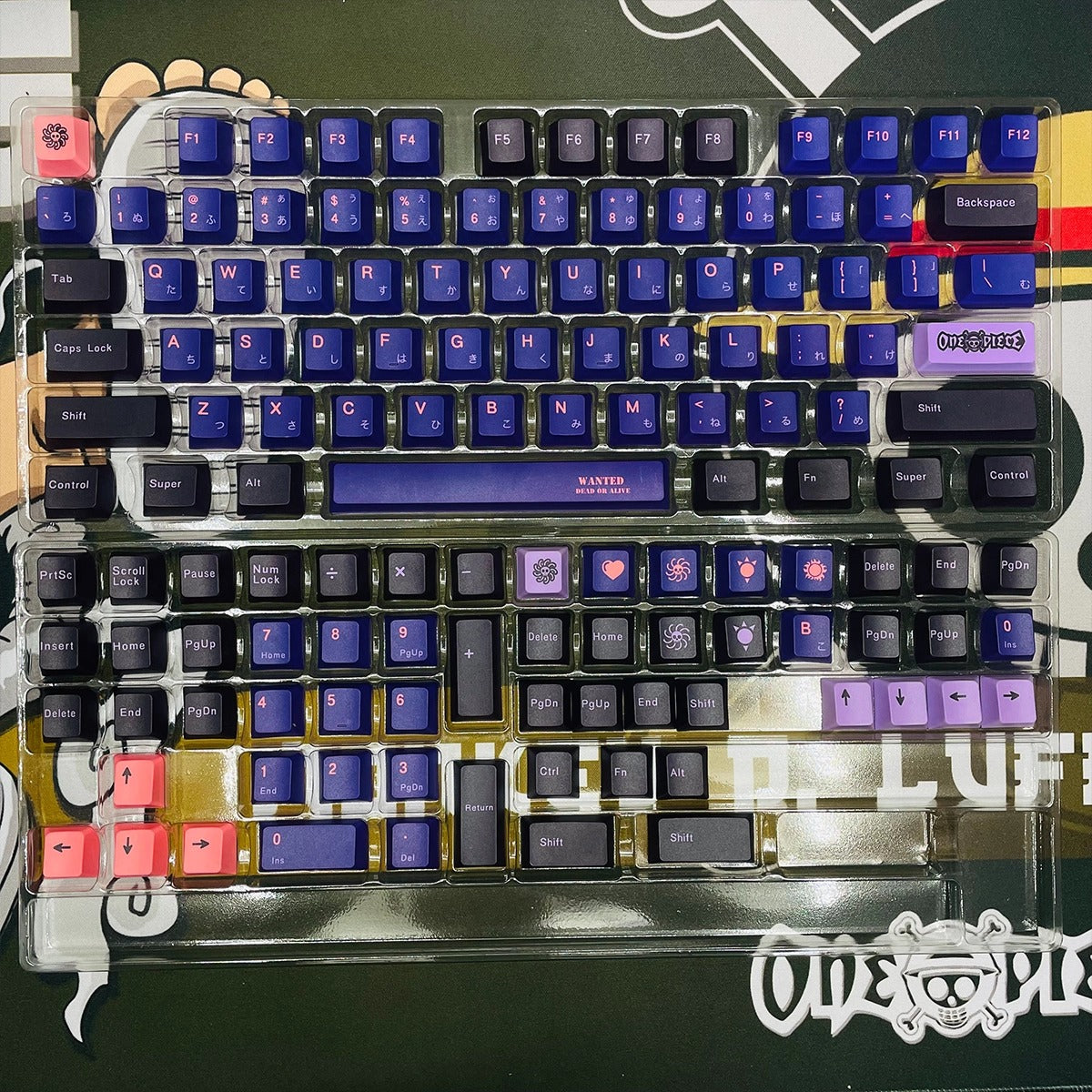 One Piece series, PBT heat sublimation personalized keycap set, mechanical keyboard decorative keycaps, anime peripheral custom keycap set