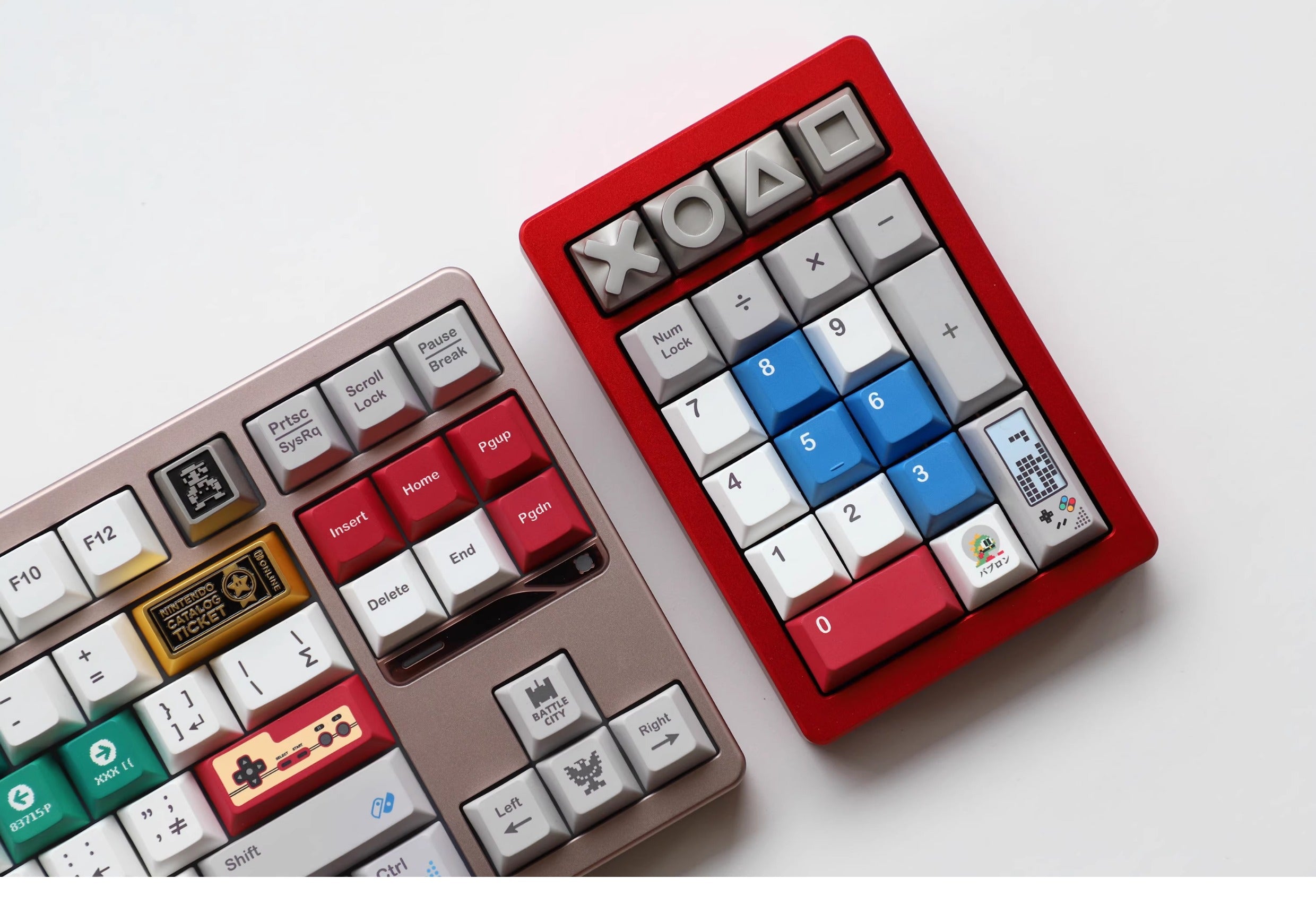 Metal keycaps, game console themed keycaps, mechanical keyboards, personalized keycaps, all metal game console keycaps, decorative keycaps