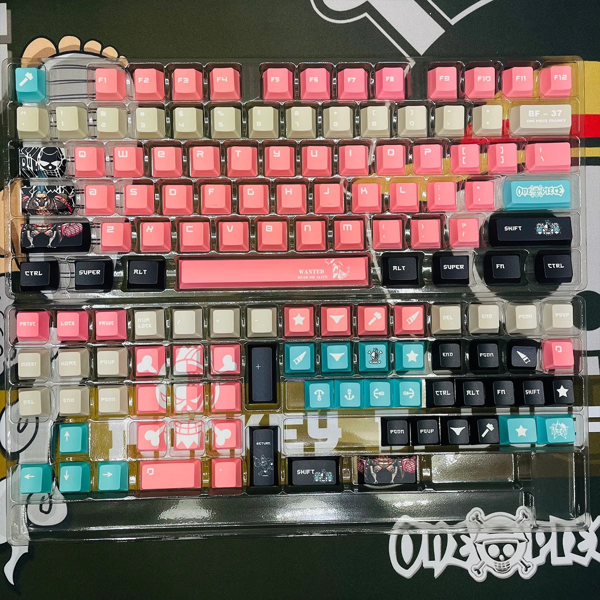 One Piece series, PBT heat sublimation personalized keycap set, mechanical keyboard decorative keycaps, anime peripheral custom keycap set