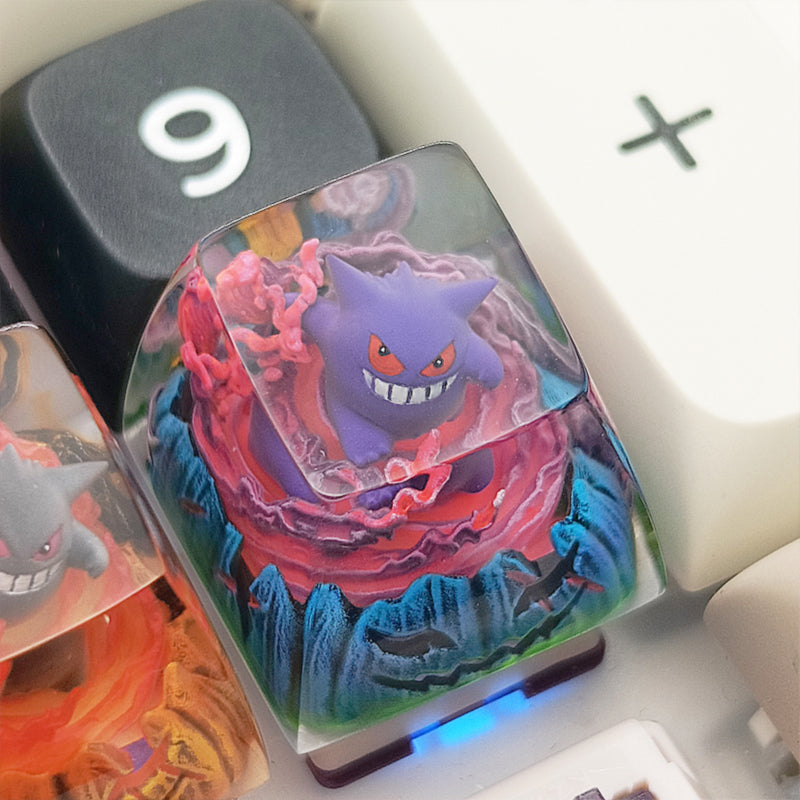 Pok é mon, gengar, resin droppers, personalized keycaps, artisankeycaps