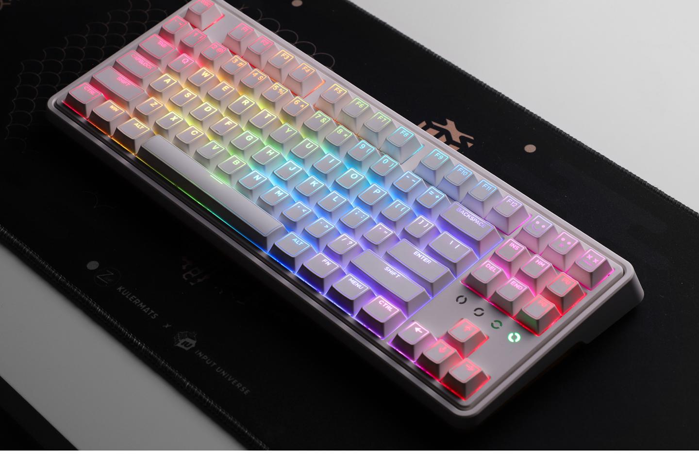 Light edge, keycap square ring+positive engraving translucent white PBT dual color customized factory height set keycap