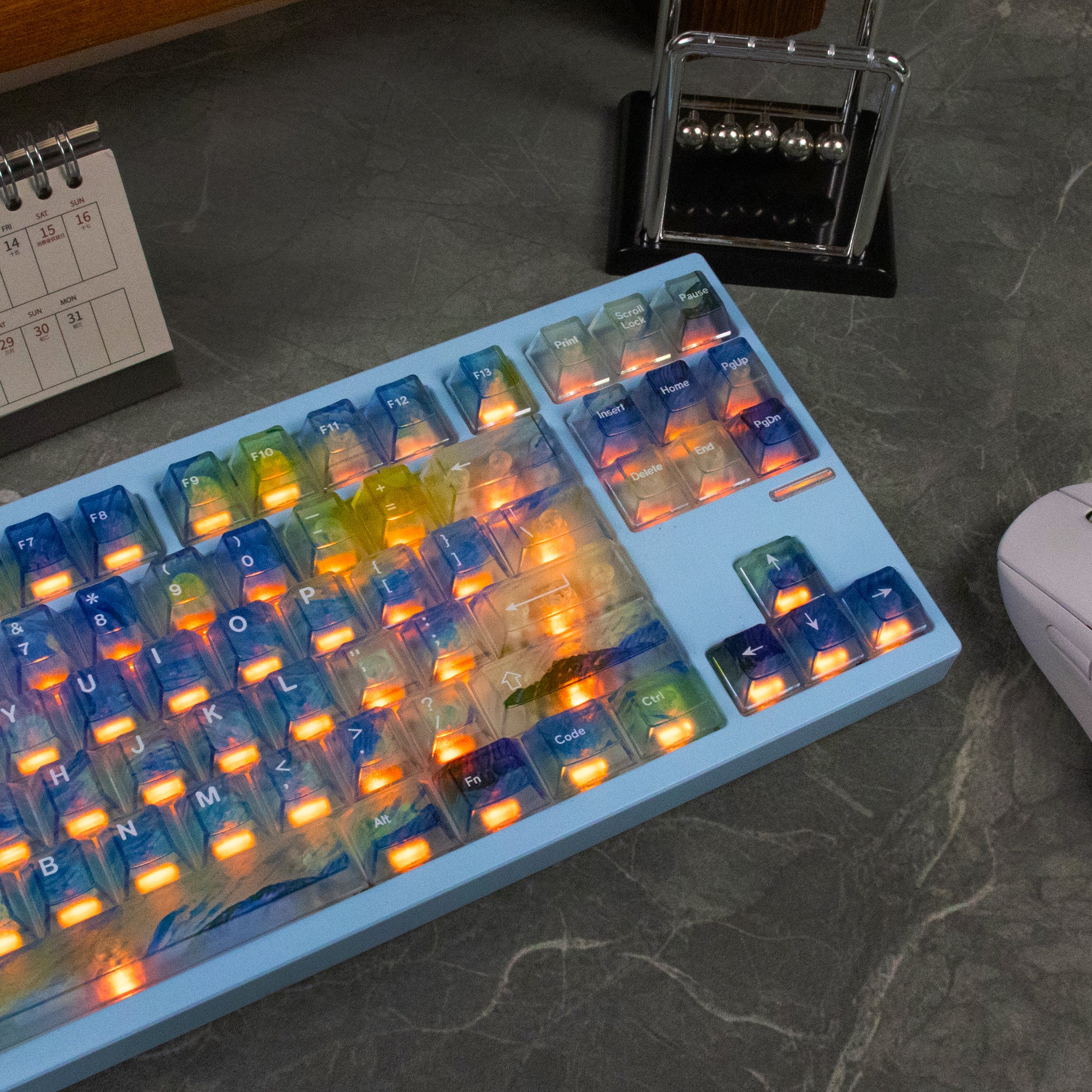 Gradient transparent PC material fog transparent keyboard keycaps customized ai3D technology factory height