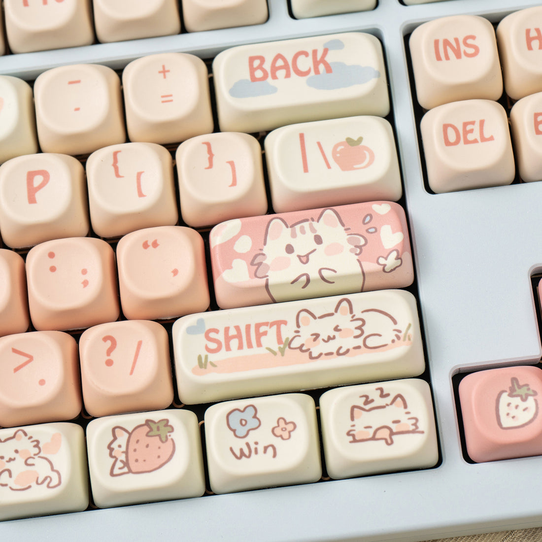 MOA height strawberry kitten magnetic axis mechanical keyboard keycap PBT thermal sublimation customization