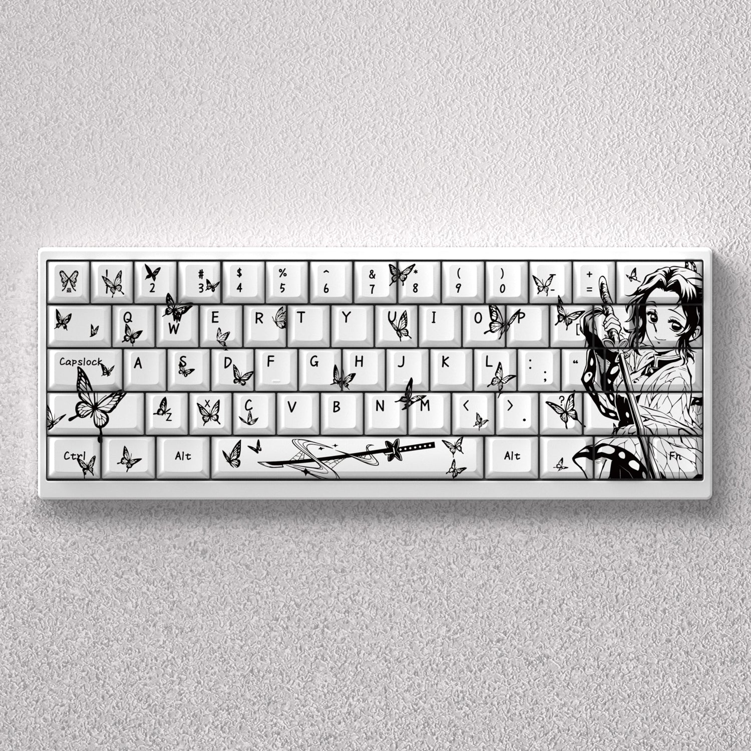 Demon Slayer: Kimetsu no Yaiba theme, Kochou Shinobu anime game creative personalized keycap set PBT material factory height Sublimation printing