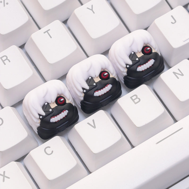 Tokyo Ghoul,Kaneki Ken, Multi colored resin molded personalized keycaps, keycaps around anime and game characters