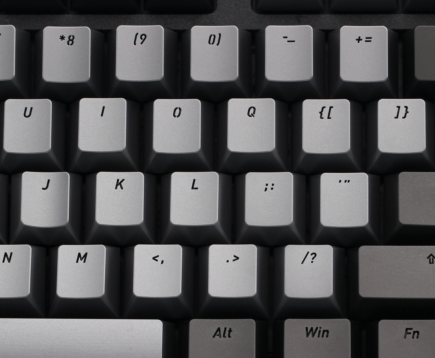 Aluminum alloy dark gray, light gray combination keycap set, personalized metal keycap set. Customized keycaps for creative culture