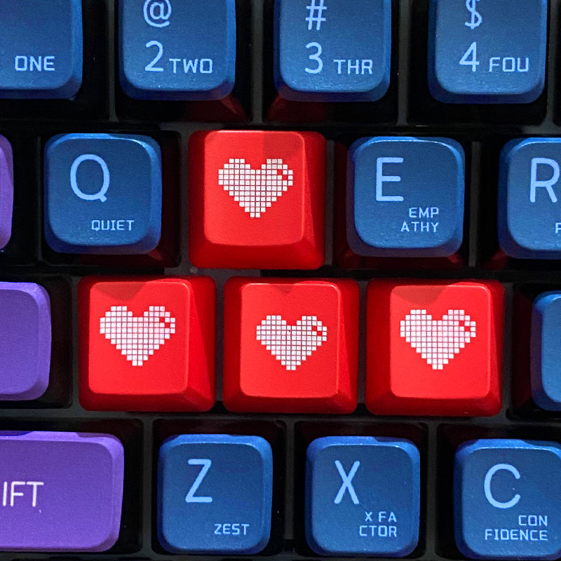 Transparent pixel heart, ABS plastic material, multiple key positions, personalized keycaps