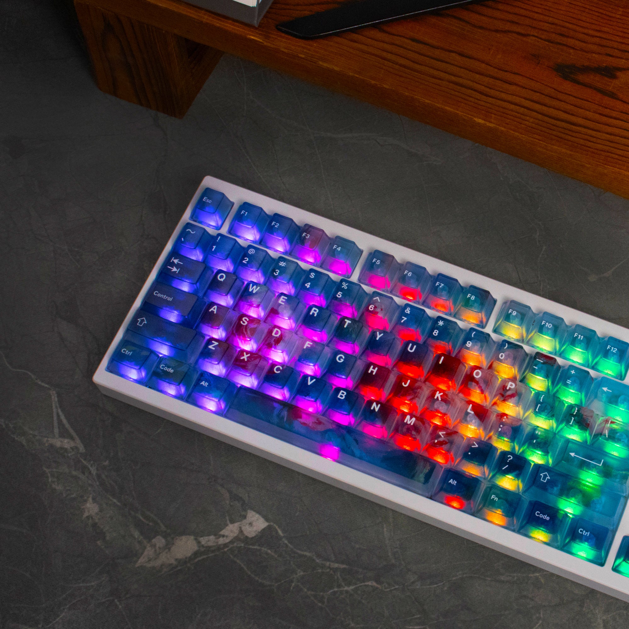 Gradient transparent PC material fog transparent keyboard keycaps customized ai3D technology factory height
