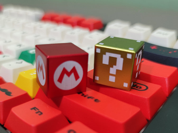 Mario question mark square box aluminum alloy anodized personalized metal mechanical keyboard keycap