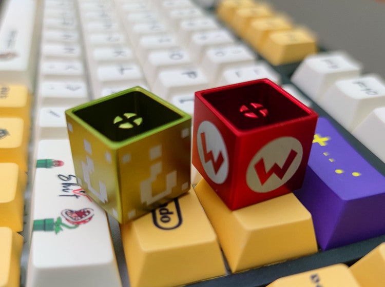Mario question mark square box aluminum alloy anodized personalized metal mechanical keyboard keycap
