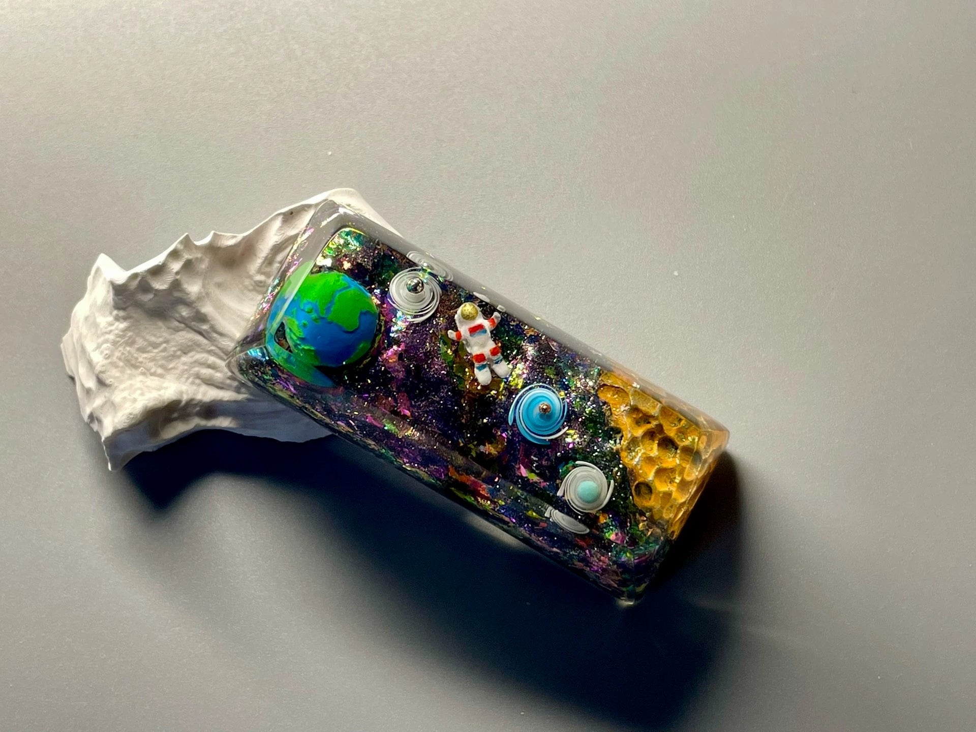 Space exploration theme for astronauts, Crystal drops of glue personalized keycaps, resin decorated keycaps