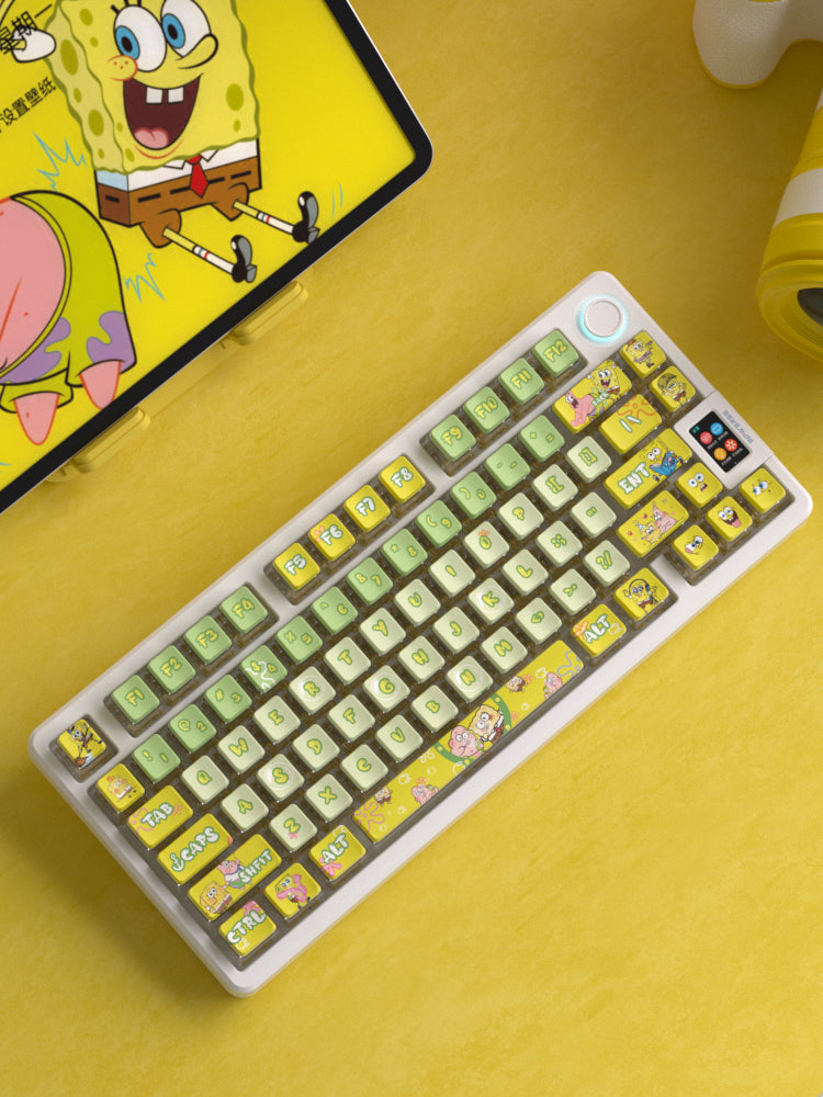 SpongeBob SquarePants Four sided Transparent PBT Thermal Sublimation Transparent Transparent Keycaps Customized OEM Height Keycaps