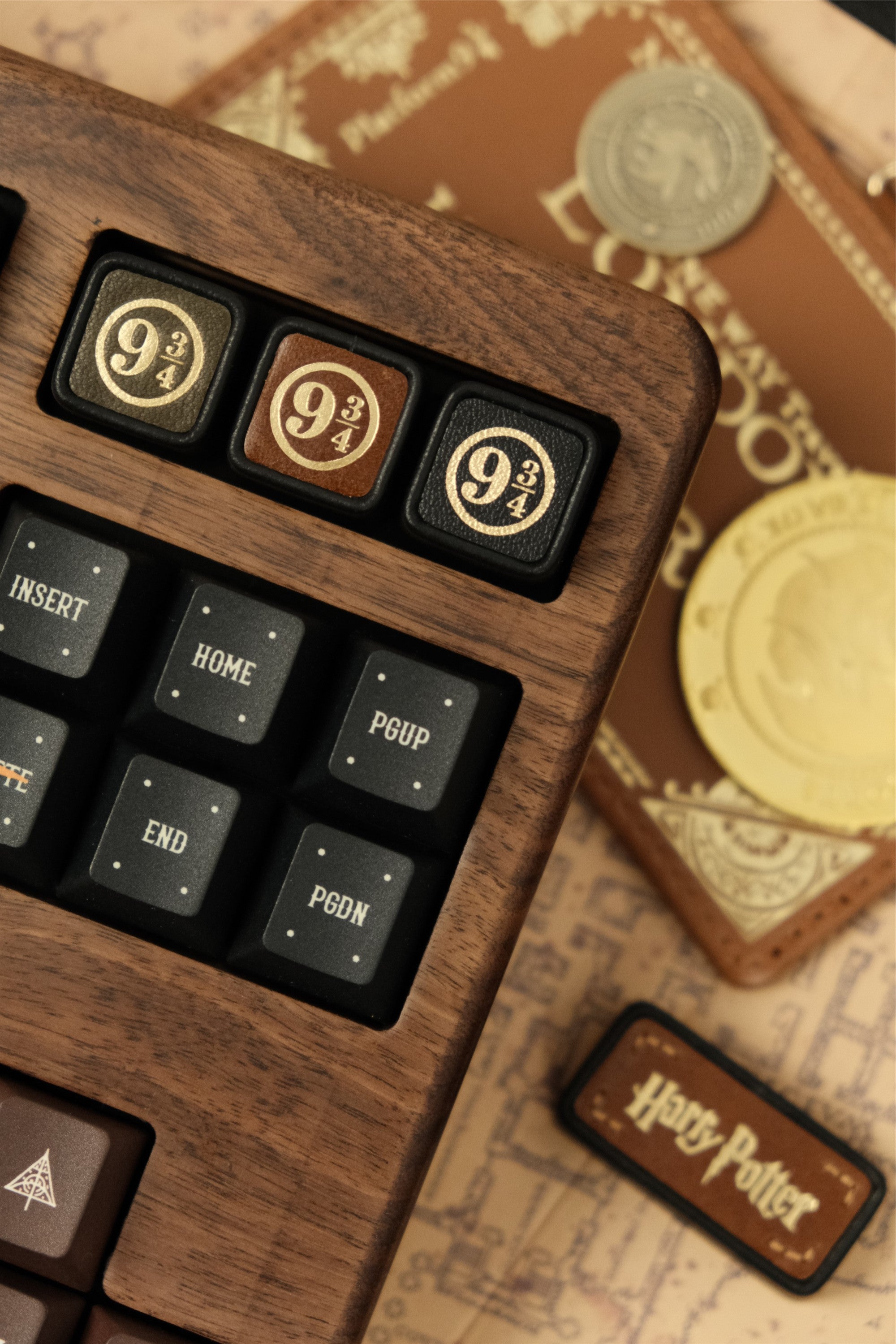 Harry Potter Handmade 1U Genuine Leather Handmade Keycaps Mechanical Keyboard Decorative Keycaps Retro Style Art Keycaps