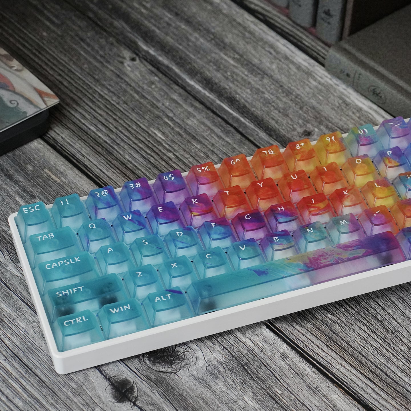 Dreamy Gradient Dyeing Series 5-sided Mist Transparent, Mechanical Keyboard Keycaps, PBT Original Factory Height