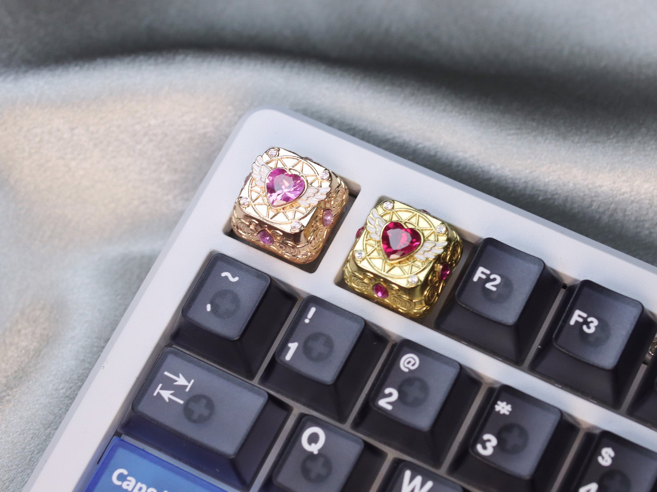 Card Captor Sakura, metal gemstone personalized keycaps, metal magic patterned keyboard decorative keycaps