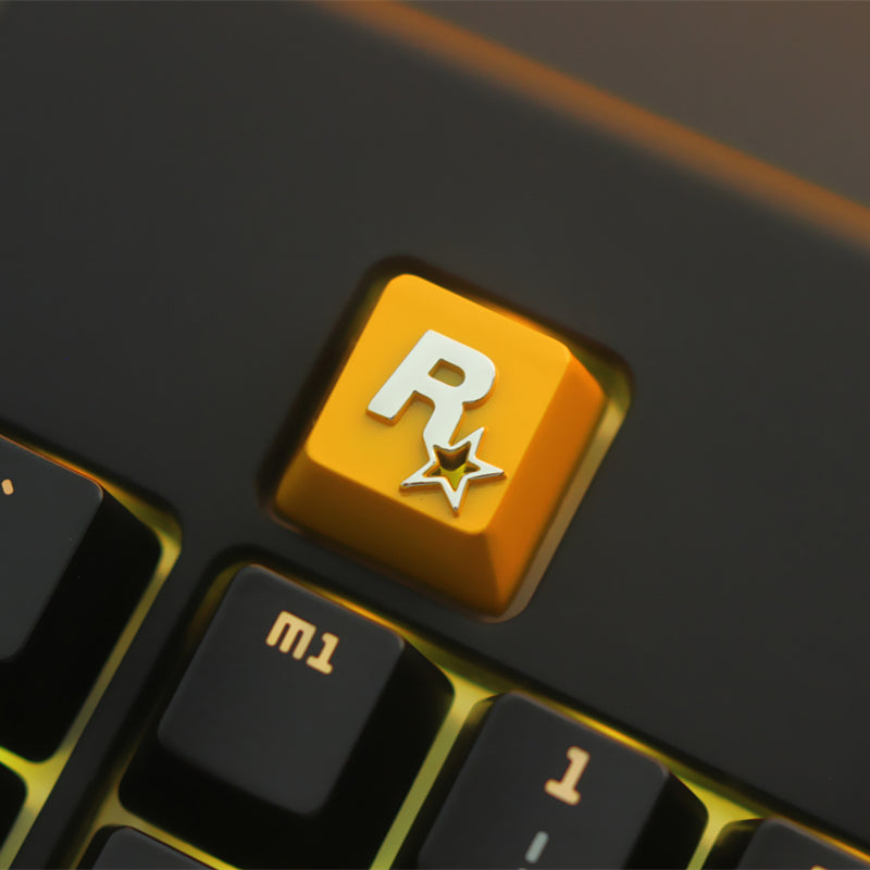 Rockstar Games peripheral company logo icon, zinc aluminum alloy metal mechanical keyboard, personalized translucent keycap