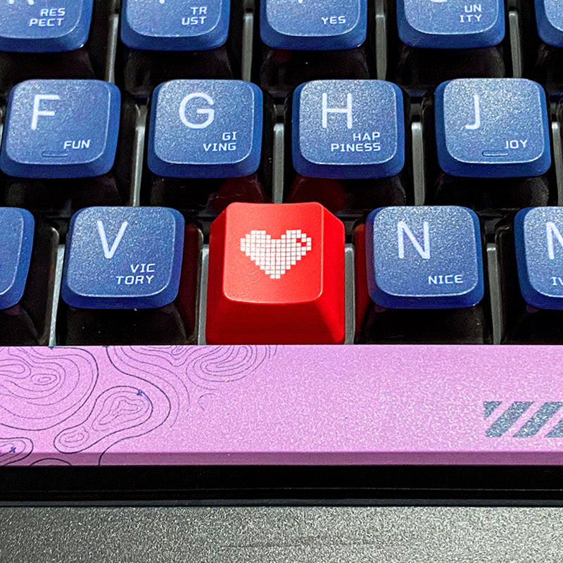 Transparent pixel heart, ABS plastic material, multiple key positions, personalized keycaps