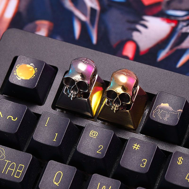 Pure copper skull, unique and niche metal keycaps, metal decorative keycaps, mechanical keyboard art keycaps