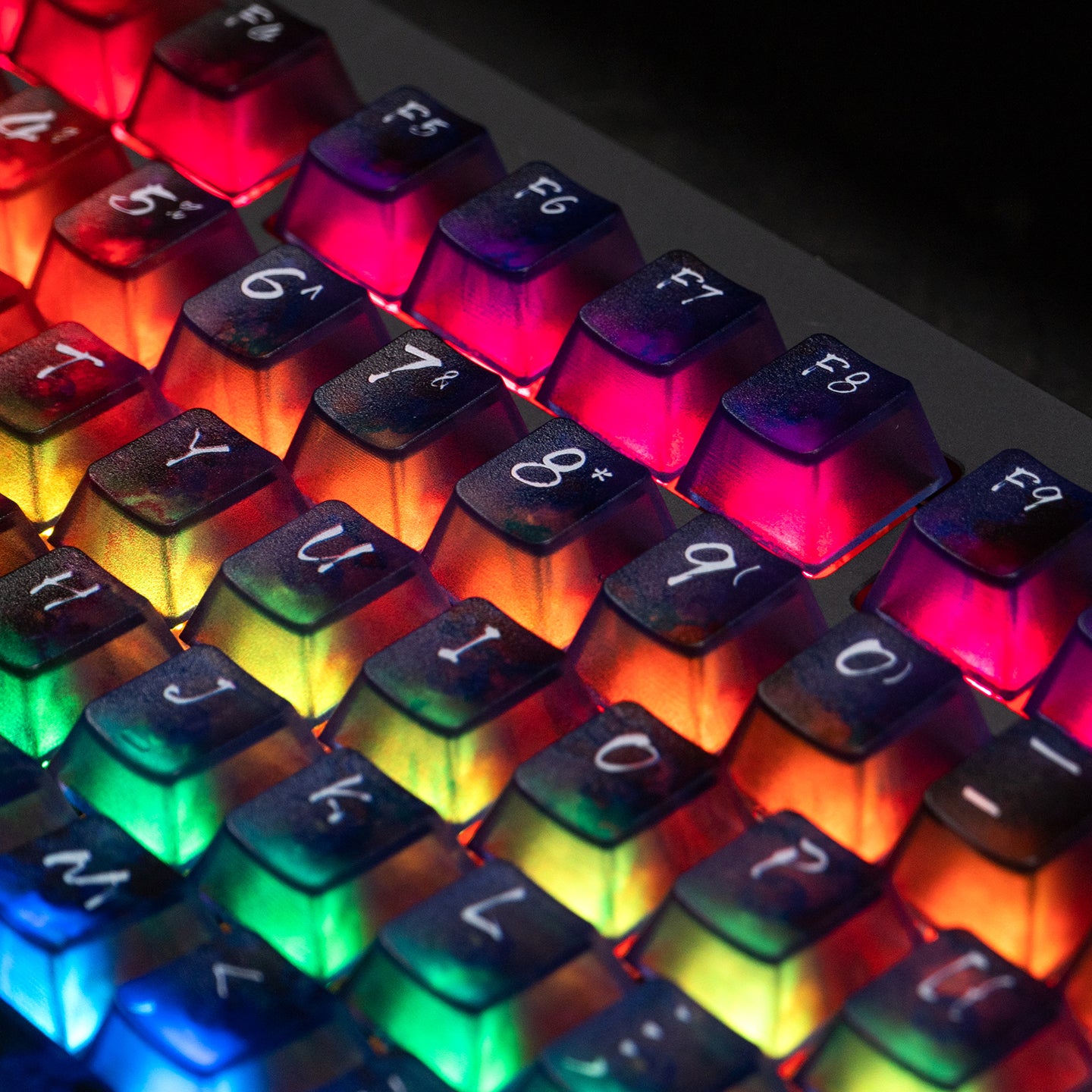 Dreamy Gradient Dyeing Series 5-sided Mist Transparent, Mechanical Keyboard Keycaps, PBT Original Factory Height