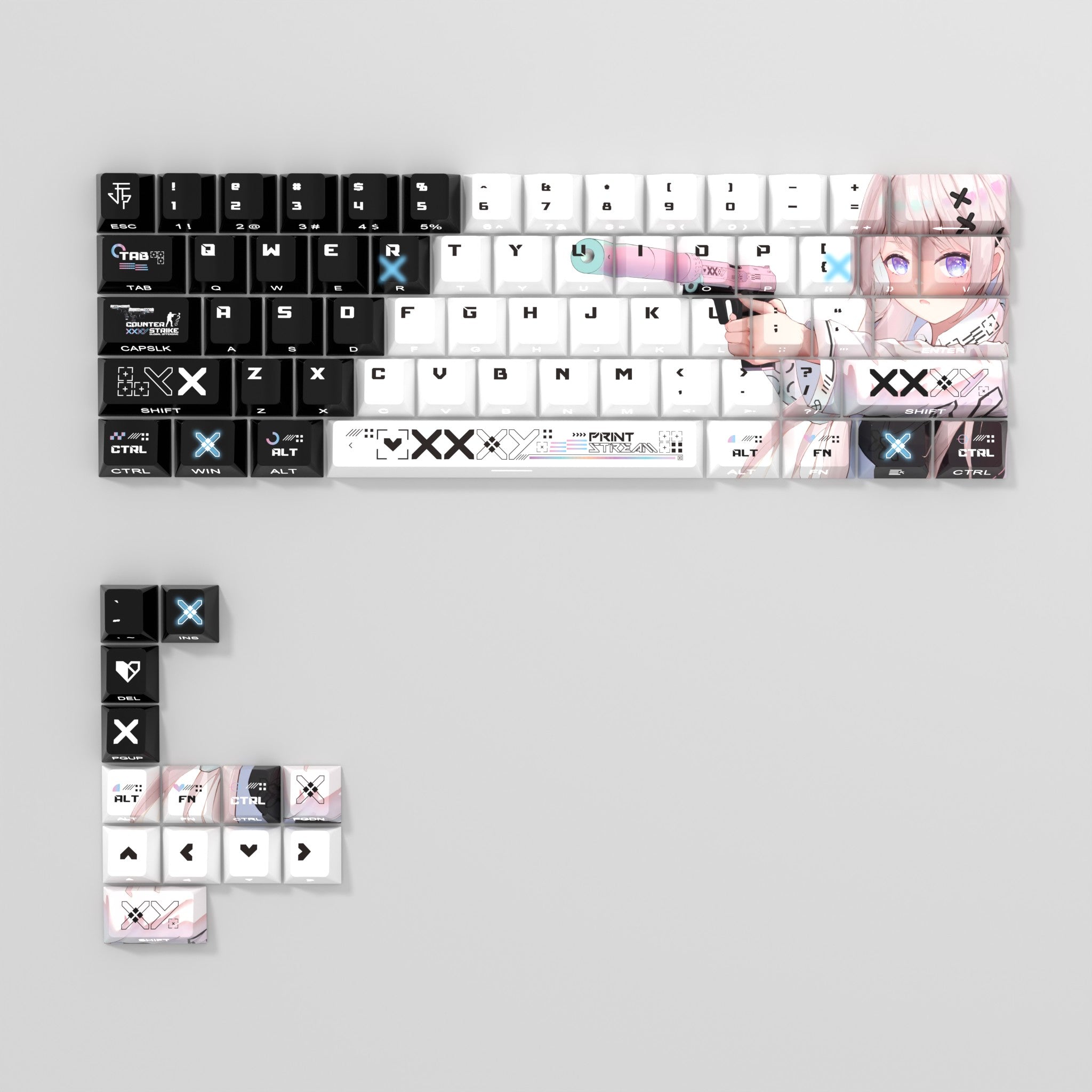 Printed Collection Girl Side Carving Original Transparent Keycap Small Set PBT Heat Sublimation Original Height Keycap Set