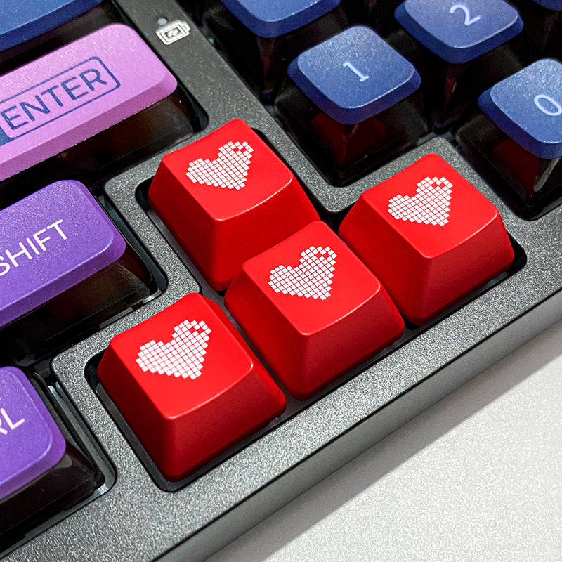 Transparent pixel heart, ABS plastic material, multiple key positions, personalized keycaps