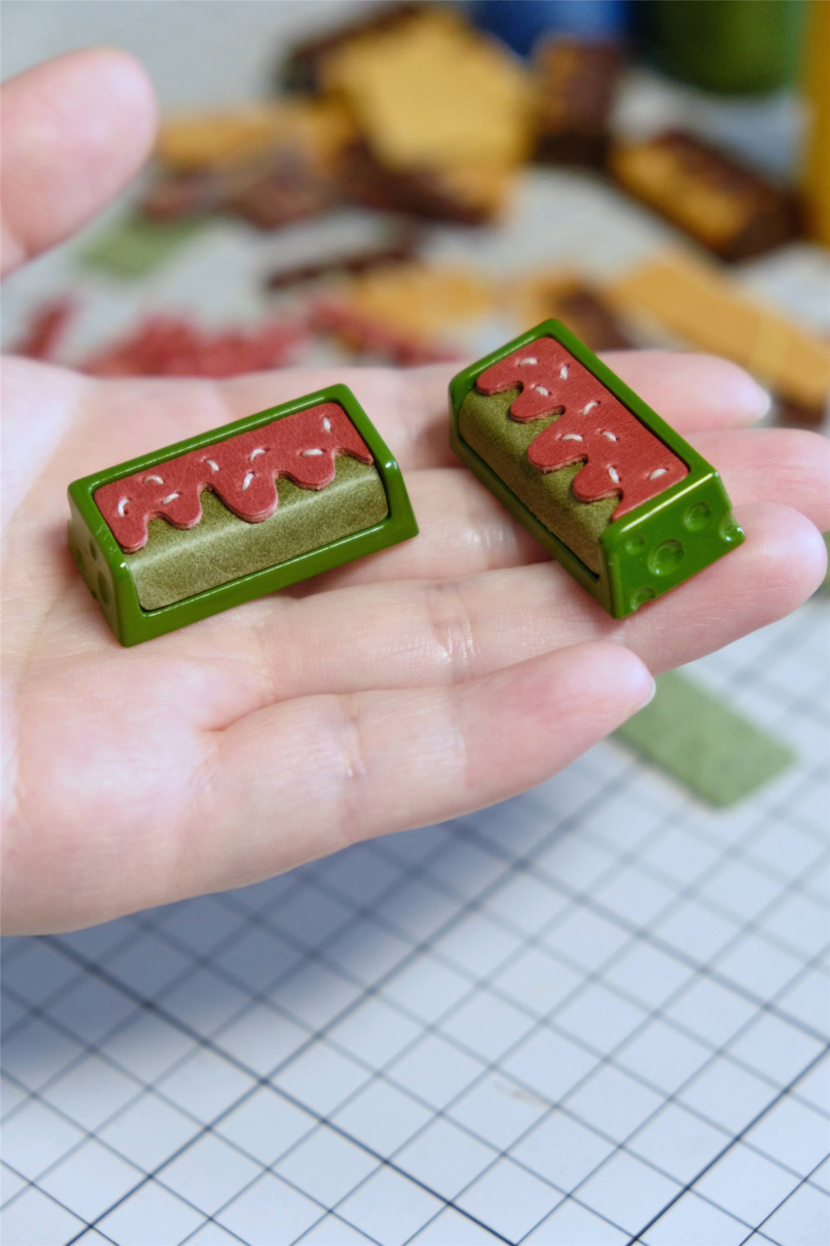 Delicious cake, 2U leather+resin personalized keycaps, mechanical keyboard decorative keycaps, food art creative keycaps