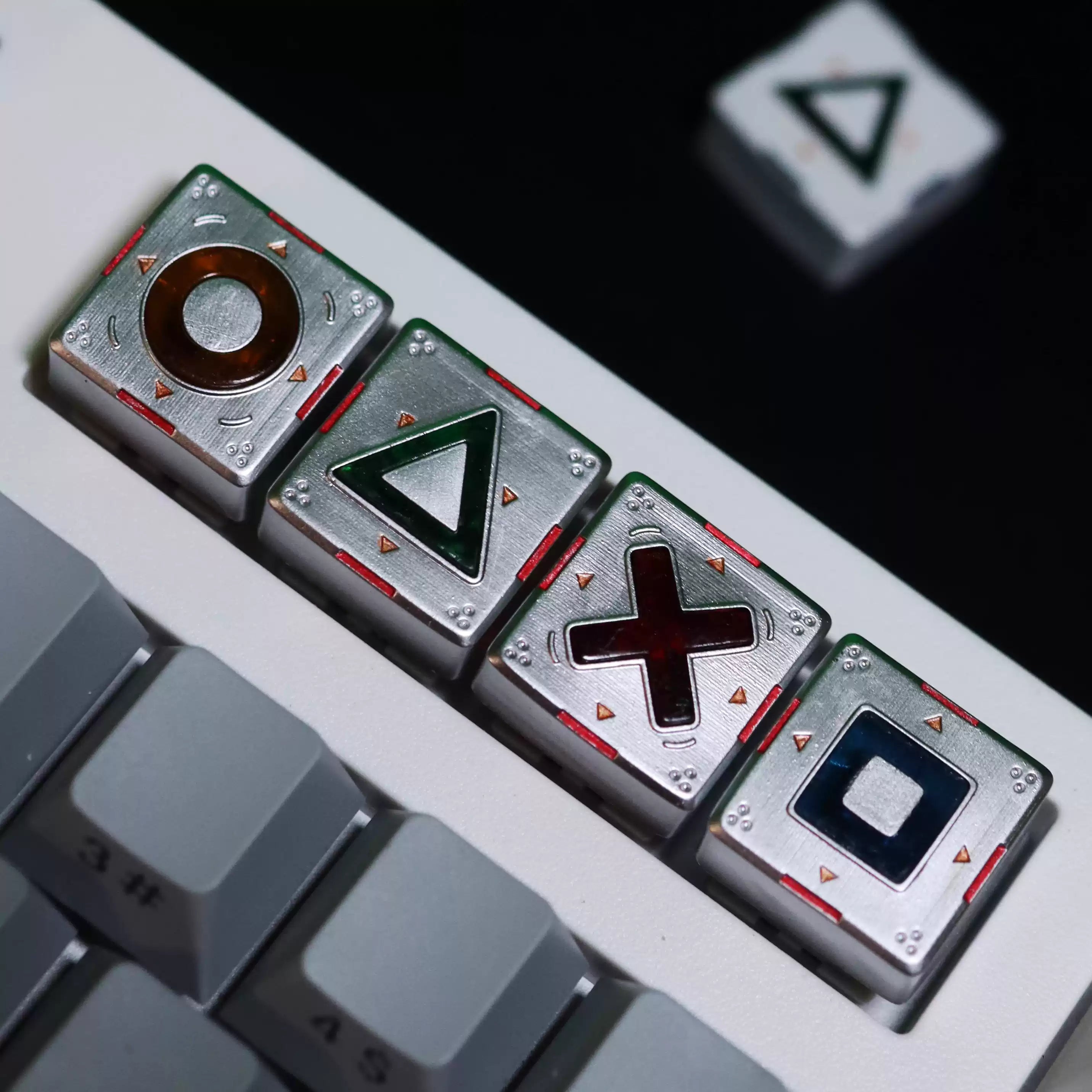 PlayStation style directional key set. Resin material, transparent resin in the middle, creative and personalized keycaps.