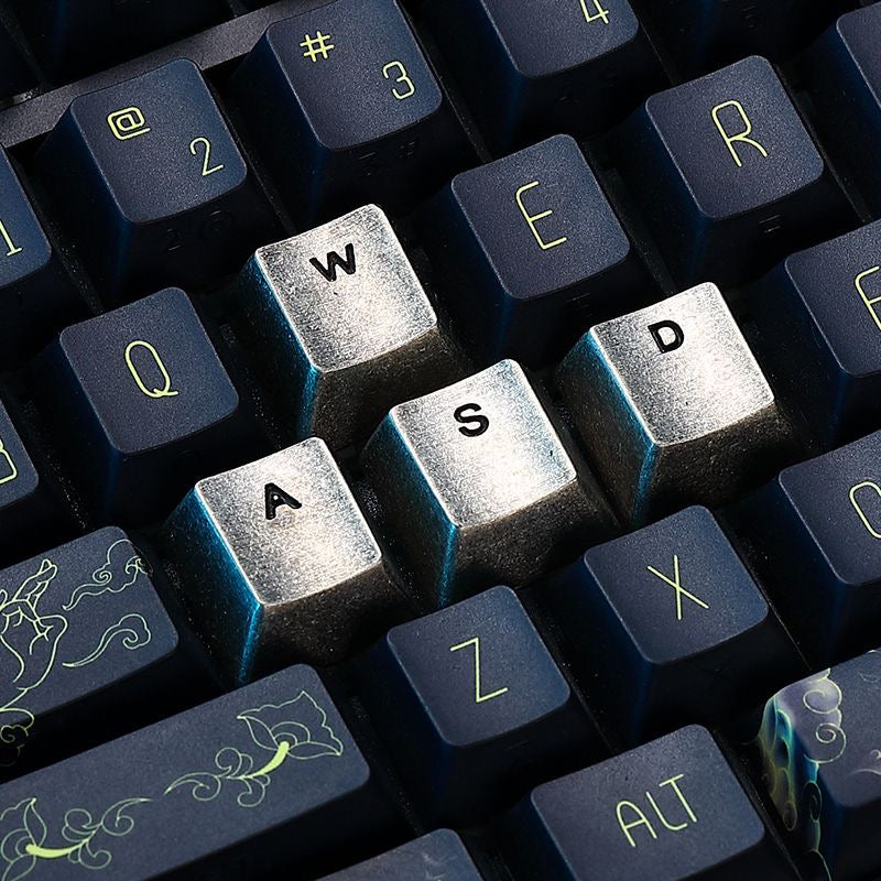 Wasd key position pure copper personalized engraved keycaps mechanical keyboard OEM height metal material decorative keycaps